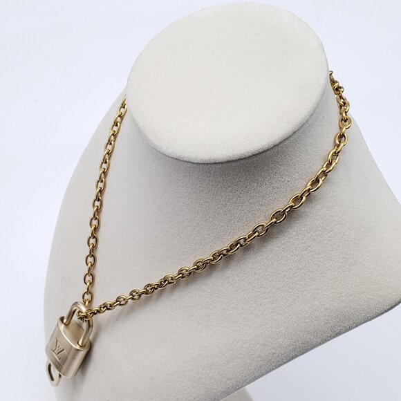 Authentic Louis Vuitton Gold Lock w/ Unbranded Stainless Steel Chain - Picture 7 of 9